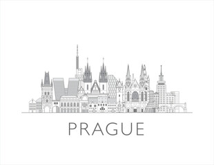 Fototapeta premium Prague skyline cityscape vector illustration
