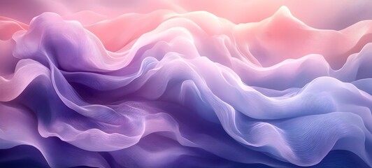 Obraz premium Abstract digital art showcasing flowing waves of soft pink and purple hues, creating a serene and dreamy atmosphere with smooth textures and delicate patterns.