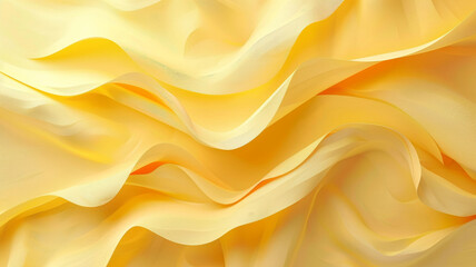 Obraz premium Soft yellow fabric cascades gracefully, creating delicate waves and folds. The light filtering through adds a warm glow, enhancing the luxurious texture and inviting feel of the material.