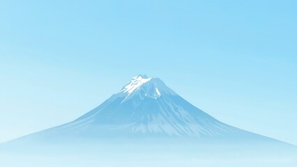 Generative AI, Minimalist Mountain Landscape with Soft Pastel Blue Background