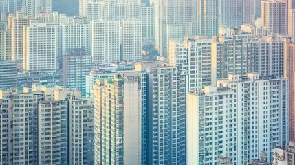 Obraz premium A sprawling view of a big city under construction, showcasing an array of buildings in various stages of development, all rendered in light blue tones. The scene highlights cranes and scaffolding 