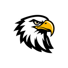Bold eagle head logo with sharp features, symbolizing power, courage, and focus. Perfect for sports teams, brands, or any identity needing a fierce emblem.