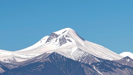 Generative AI, Minimalist Mountain Landscape with Soft Pastel Blue Background
