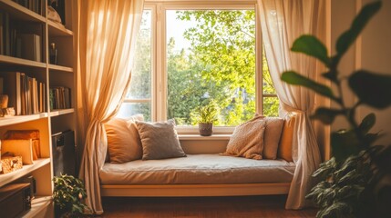 Cozy Reading Nook Surrounded by Nature's Embrace