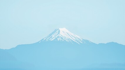 Generative AI, Minimalist Mountain Landscape with Soft Pastel Blue Background