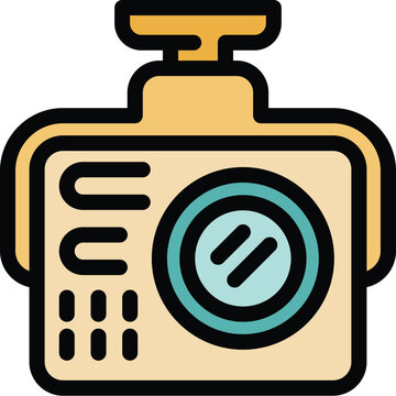 recommend clip art: Modern dash cam is recording the traffic on the road