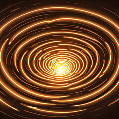 Fototapeta premium A swirling pattern of golden light lines against a dark background, creating a mesmerizing abstract spiral effect.