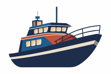 Obraz premium Cute boat in the river vector art illustration 