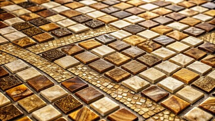 Natural Stone Mosaic Tile Texture in Beige, Brown, and Gold Colors - Stunning Silhouette Photography of Elegant Patterns and Designs for Home Decor and Interior Design Inspiration