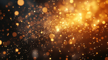 mesmerizing display of golden and orange particles creates magical atmosphere, evoking feelings of celebration and wonder. shimmering lights dance against dark background, perfect for festive