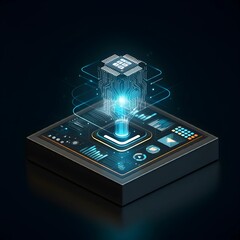 Minimalist business concept visualizing the future with AI, blockchain, and AR for profitability and growth