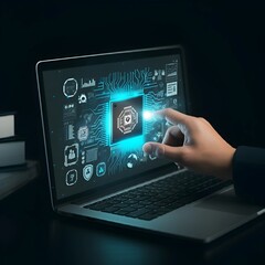 Minimalist design depicting the future of business with AI, blockchain, and augmented reality