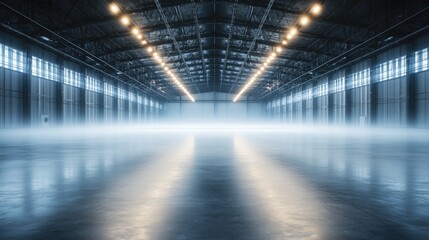 Spacious Industrial Warehouse with Soft Lighting