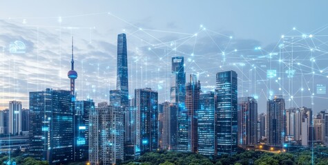 Obraz premium city skyline at night