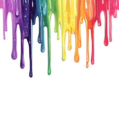 Rainbow Dripping Paint on Transparent Background