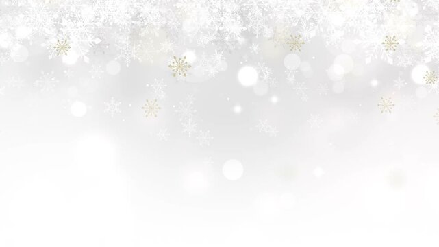 Silver and Gold glittering snowflakes. Shining Christmas background. New Year, celebration abstract bokeh backdrop.(130)
