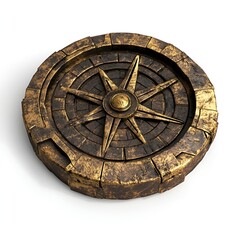 Naklejka premium Ancient Golden Compass with Vintage Finish