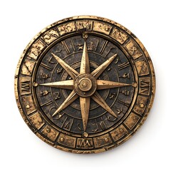 Fototapeta premium Ancient Golden Compass with Vintage Finish