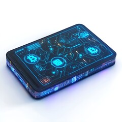 Futuristic Digital Wallet with Cryptocurrency Symbols