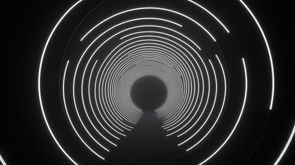 Neon circles expand outward concentric pattern high contrast bright glow. AI generated