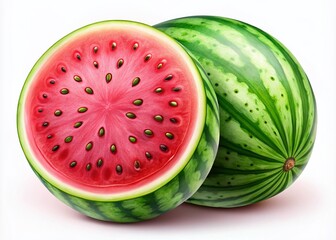 Surreal Top View Vector Illustration of Watermelon for National Watermelon Day, Isolated on White Background, Colorful and Eye-Catching Design for Summer Celebrations and Festivities