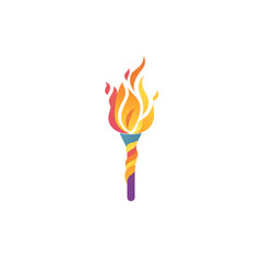 Flaming Torch Illustration on Transparent Background