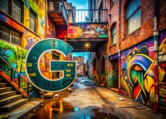 Fototapeta premium Urban Exploration Photography Featuring Creative 'g' Logo in Serif Style Upper and Lower Case, Capturing the Essence of Urban Landscapes and Typography Art