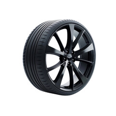 Black sports tire on a white isolated background.