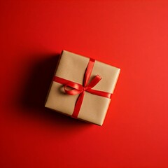 paper gift box with red ribbon