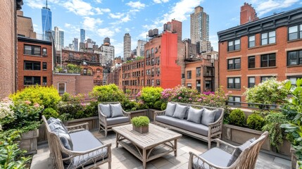 Stunning Rooftop Terrace with Breathtaking City Skyline View