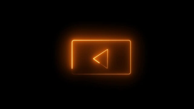 Neon shine play button symble. Neon media player button icon on the black background.