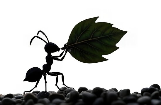  Strong Ant Carrying Large Green Leaf