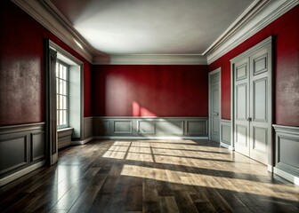Fototapeta premium Vintage Red Room - Minimalist Ambient Lighting and Gradation Effects for Abstract Concepts