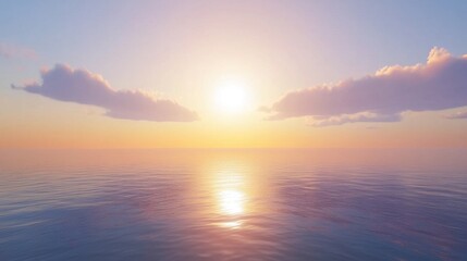 Obraz premium Serene Sunset over Tranquil Ocean Horizon