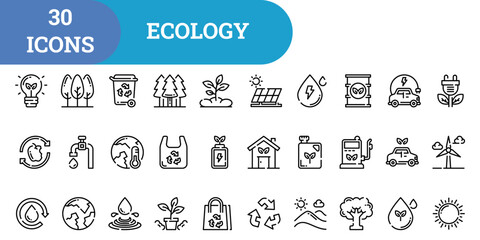 Environment related line icon set. Ecology and nature linear icons. Eco friendly outline vector sign collection.