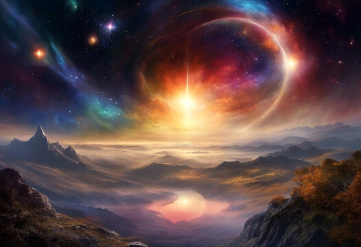 other worldly sunrise in the space