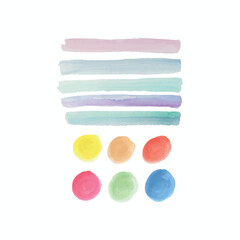 Set of watercolor circles brush multicolored
