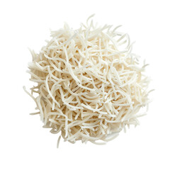 Raw rice noodles, white isolated background.