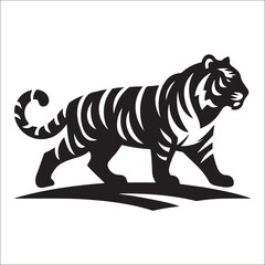 tiger logo vector, Roaring tiger logo design vector illustration, Simple Design of Silhouette of Tiger Walking Vector, Vector tiger head, face for retro logos, emblems, badges