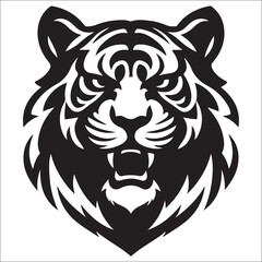 tiger logo vector, Roaring tiger logo design vector illustration, Simple Design of Silhouette of Tiger Walking Vector, Vector tiger head, face for retro logos, emblems, badges