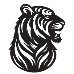 tiger logo vector, Roaring tiger logo design vector illustration, Simple Design of Silhouette of Tiger Walking Vector, Vector tiger head, face for retro logos, emblems, badges