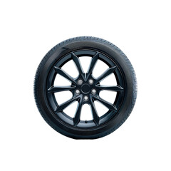 Obraz premium Sleek black alloy wheel on a white isolated background