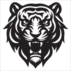 tiger logo vector, Roaring tiger logo design vector illustration, Simple Design of Silhouette of Tiger Walking Vector, Vector tiger head, face for retro logos, emblems, badges
