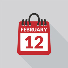 February 12 Calendar icon vector illustration.