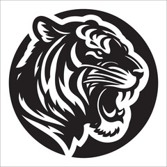 tiger logo vector, Roaring tiger logo design vector illustration, Simple Design of Silhouette of Tiger Walking Vector, Vector tiger head, face for retro logos, emblems, badges