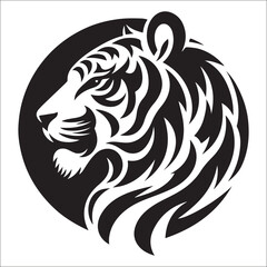 tiger logo vector, Roaring tiger logo design vector illustration, Simple Design of Silhouette of Tiger Walking Vector, Vector tiger head, face for retro logos, emblems, badges