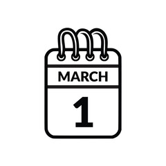 March 1 Calendar icon vector illustration.