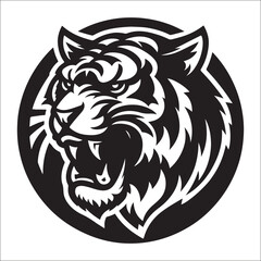 tiger logo vector, Roaring tiger logo design vector illustration, Simple Design of Silhouette of Tiger Walking Vector, Vector tiger head, face for retro logos, emblems, badges
