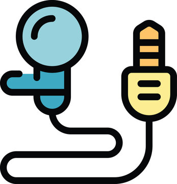 blue earbuds with yellow jack clip art preview