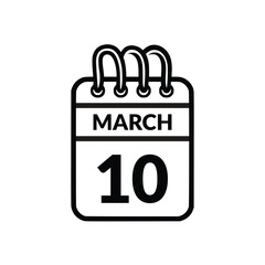 March 10 Calendar icon vector illustration.March 10 Calendar icon vector illustration.